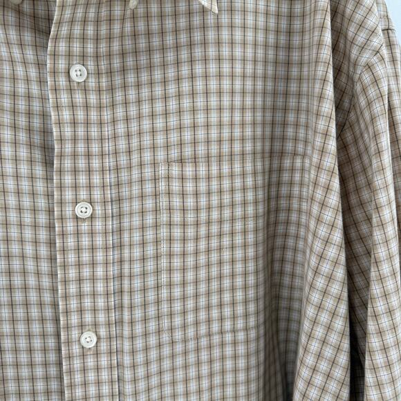 Arrow Beige Plaid Button Front Collared Classic Fit Shirt Men's Size 2X - Picture 4 of 9
